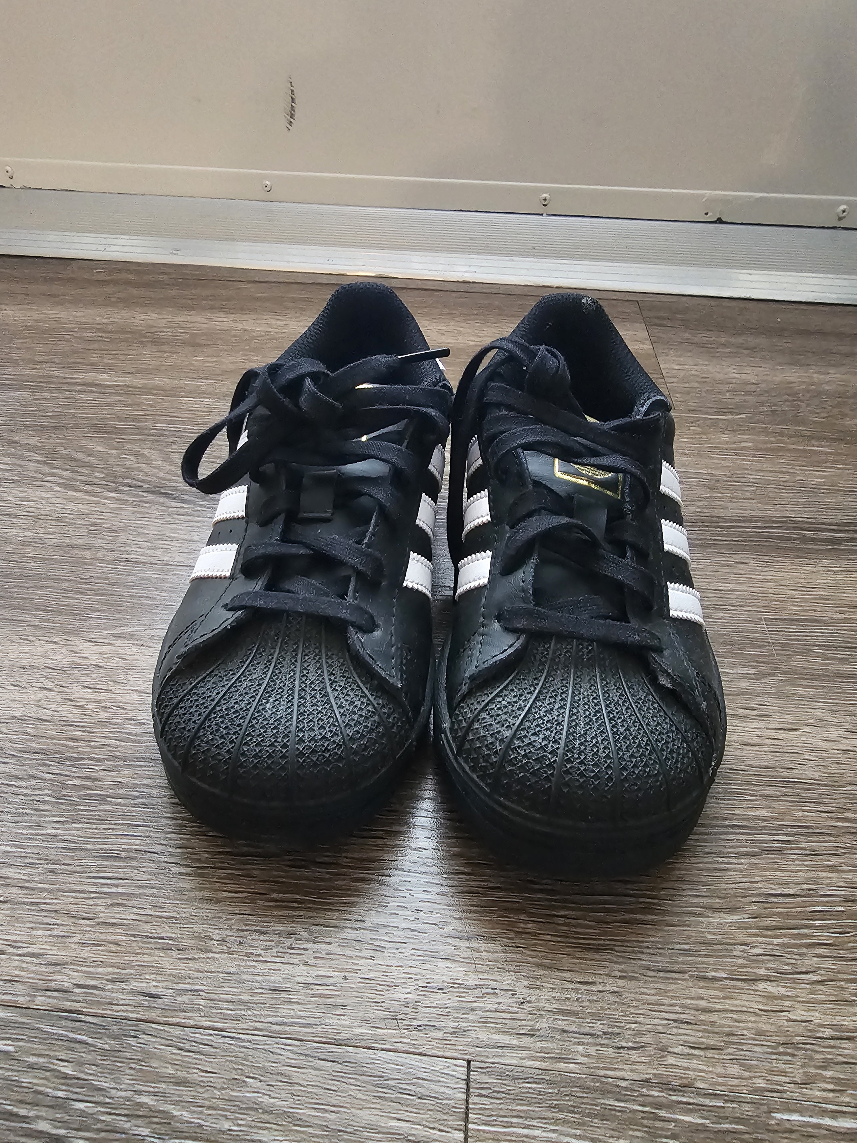 Adidas Kids Black White Shell Toe Sneakers All Stars